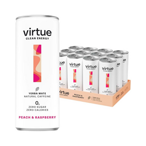 Virtue Clean Energy Yerba Mate 12x250ml Peach and Raspberry