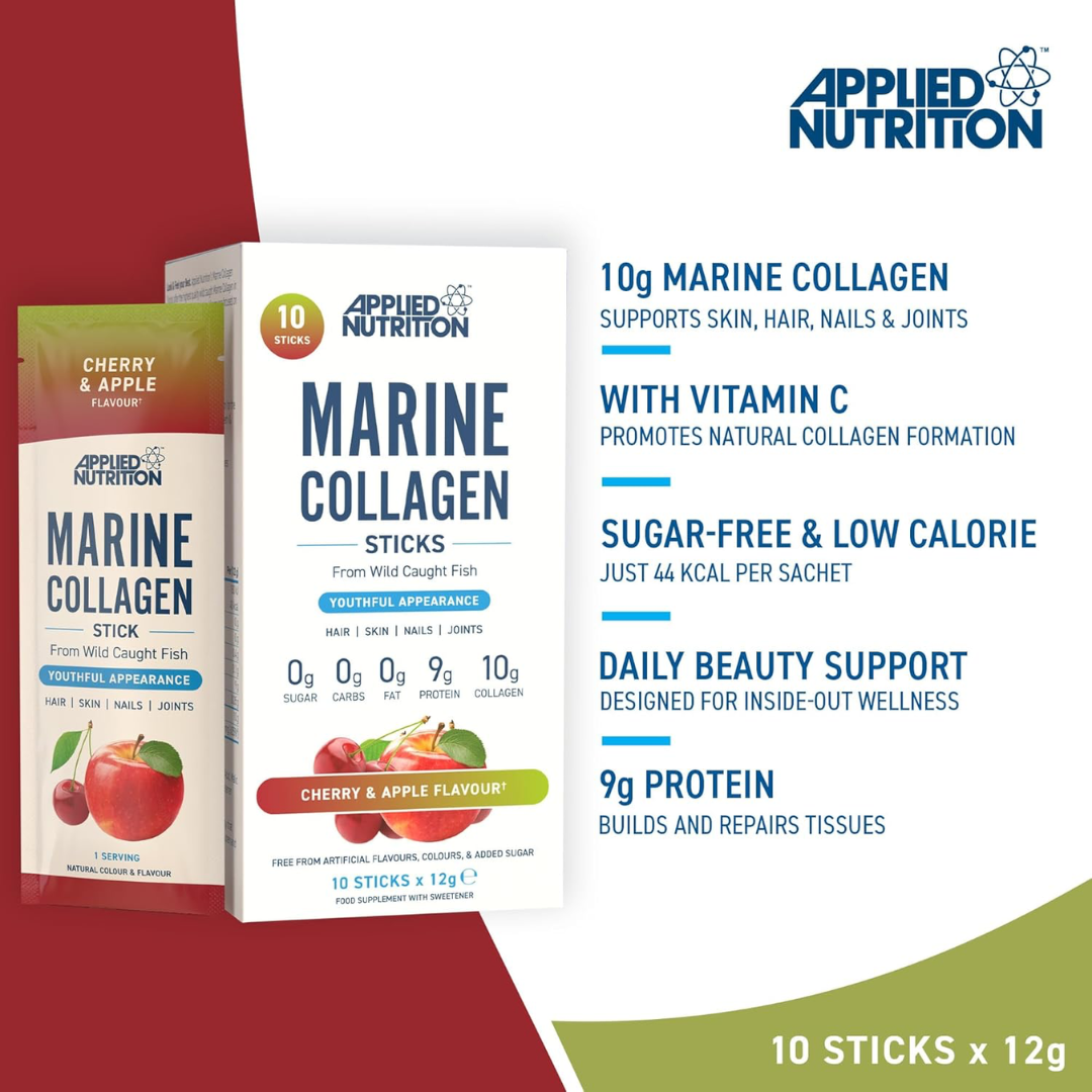 Applied Nutrition Marine Collagen Sticks 10x12g Cherry Apple
