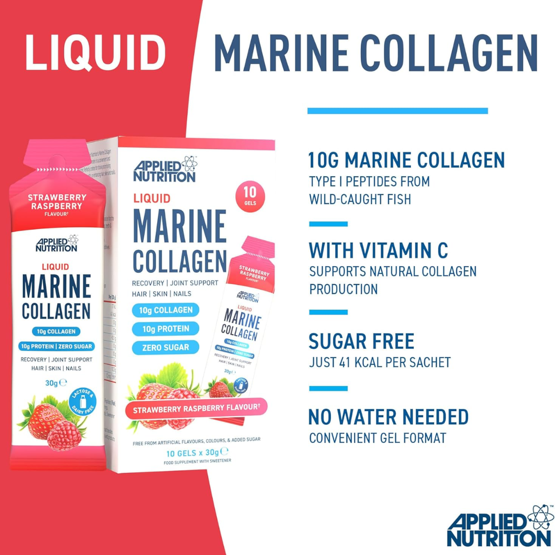 Applied Nutrition Marine Collagen Gels 10x30g Strawberry Raspberry