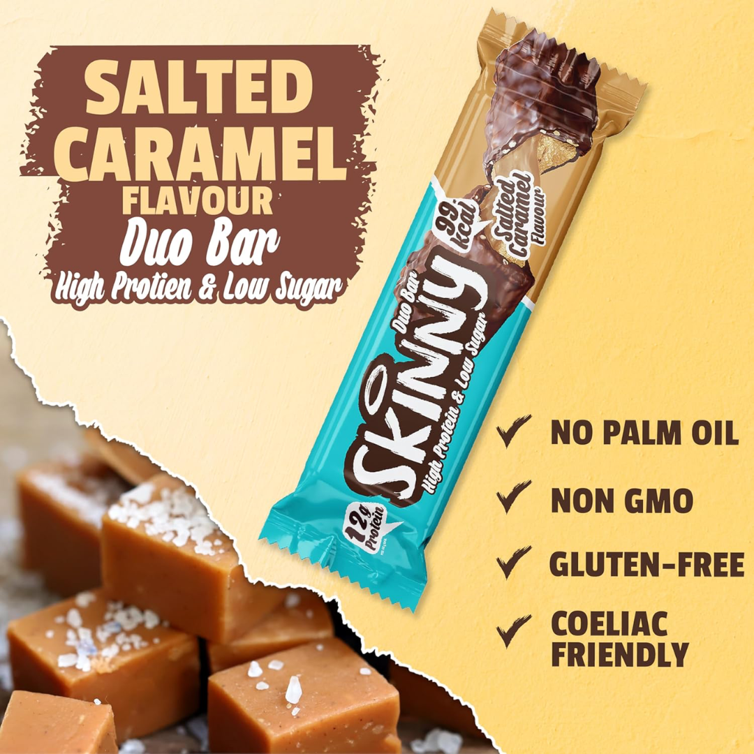 The Skinny Food Co Skinny Duo Bar 12x60g Salted Caramel
