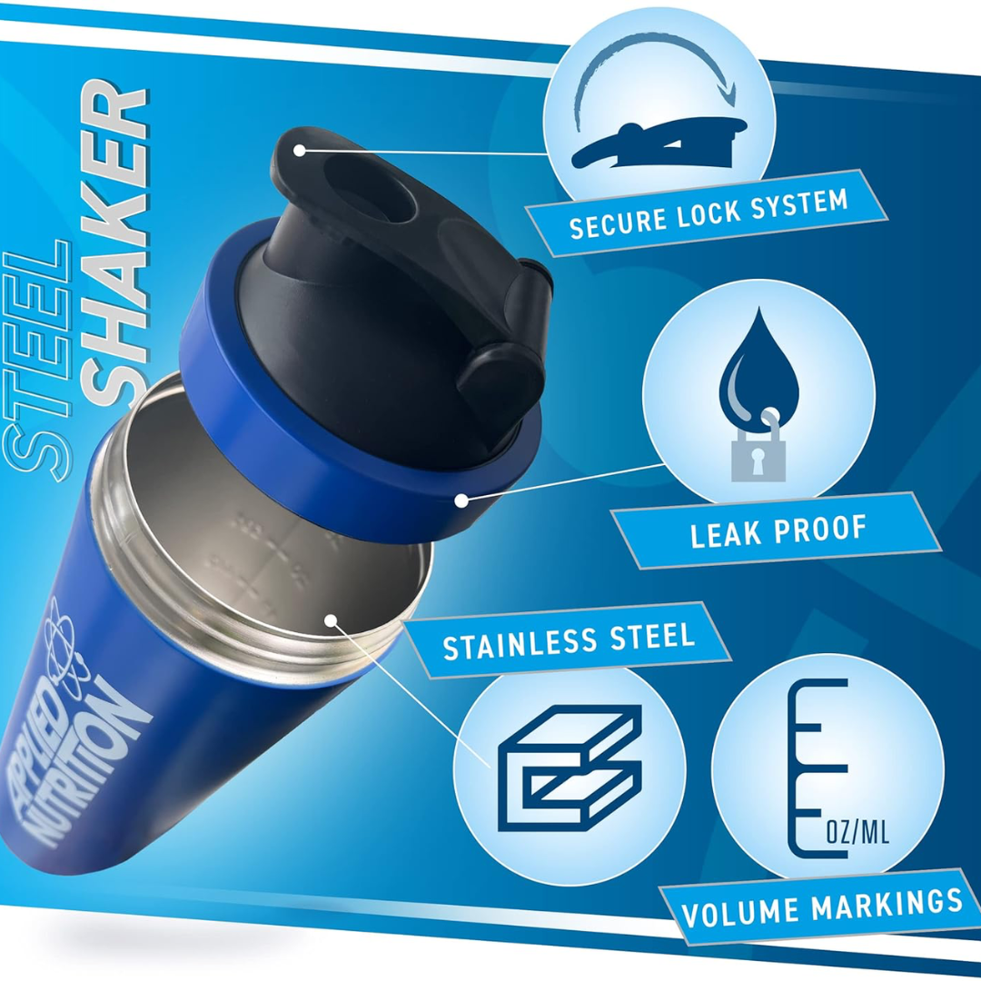 Applied Nutrition Stainless Steel Shaker 750ml Blue