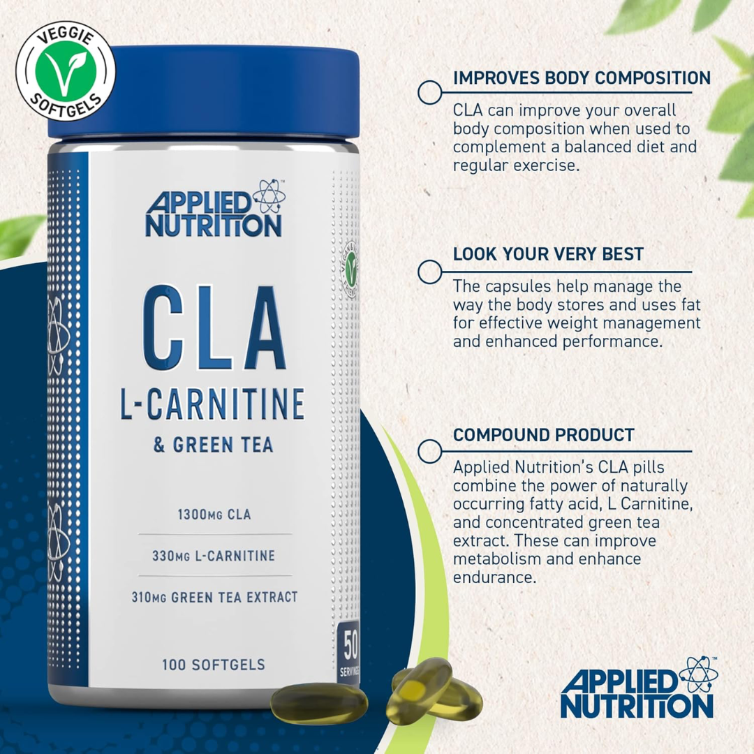 Applied Nutrition CLA + L-Carnitine & Green Tea 100 Veg Caps