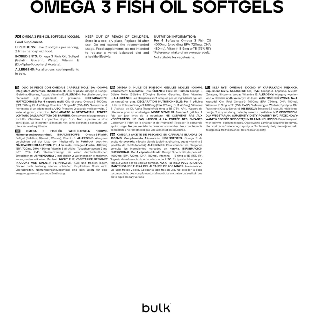Bulk Omega 3 Fish Oil 1000mg 90 Softgels