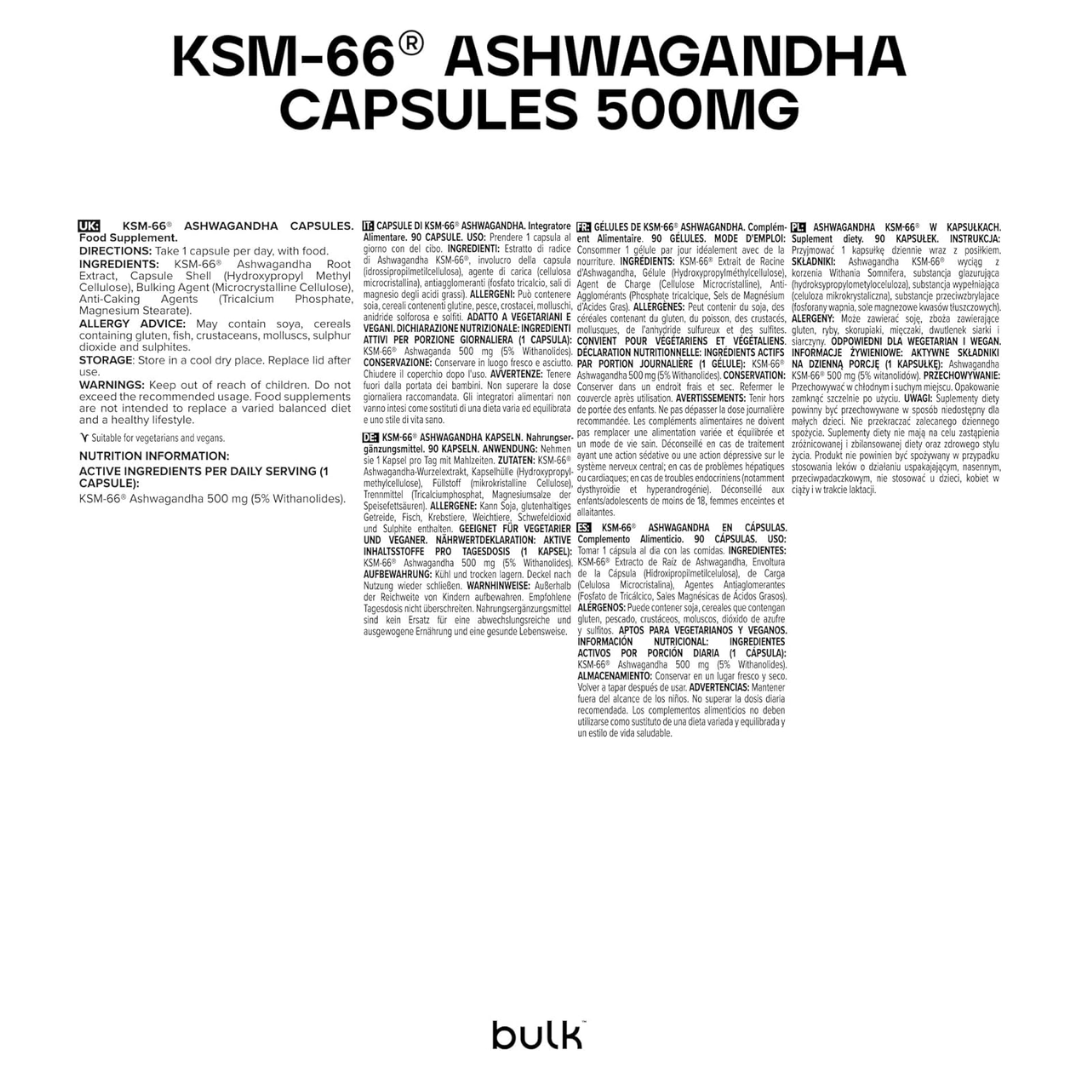 Bulk KSM-66 Ashwagandha 500mg 90 Caps