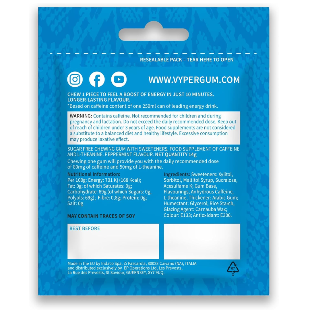 VYPER Caffeine Gum 12x14g Peppermint