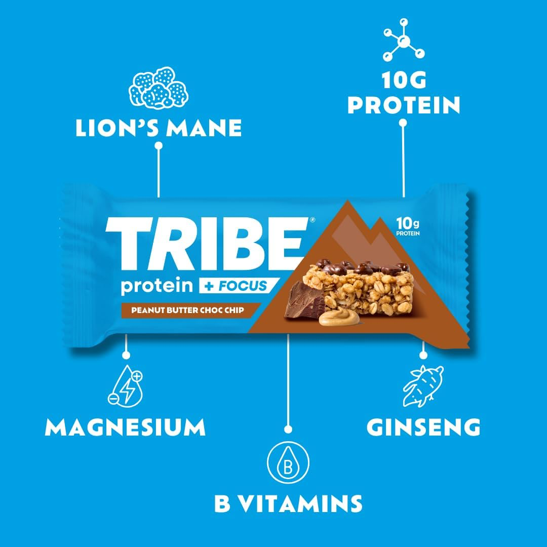 Tribe Protein + Focus Flapjack 12x60g Peanut Butter Choc Chip