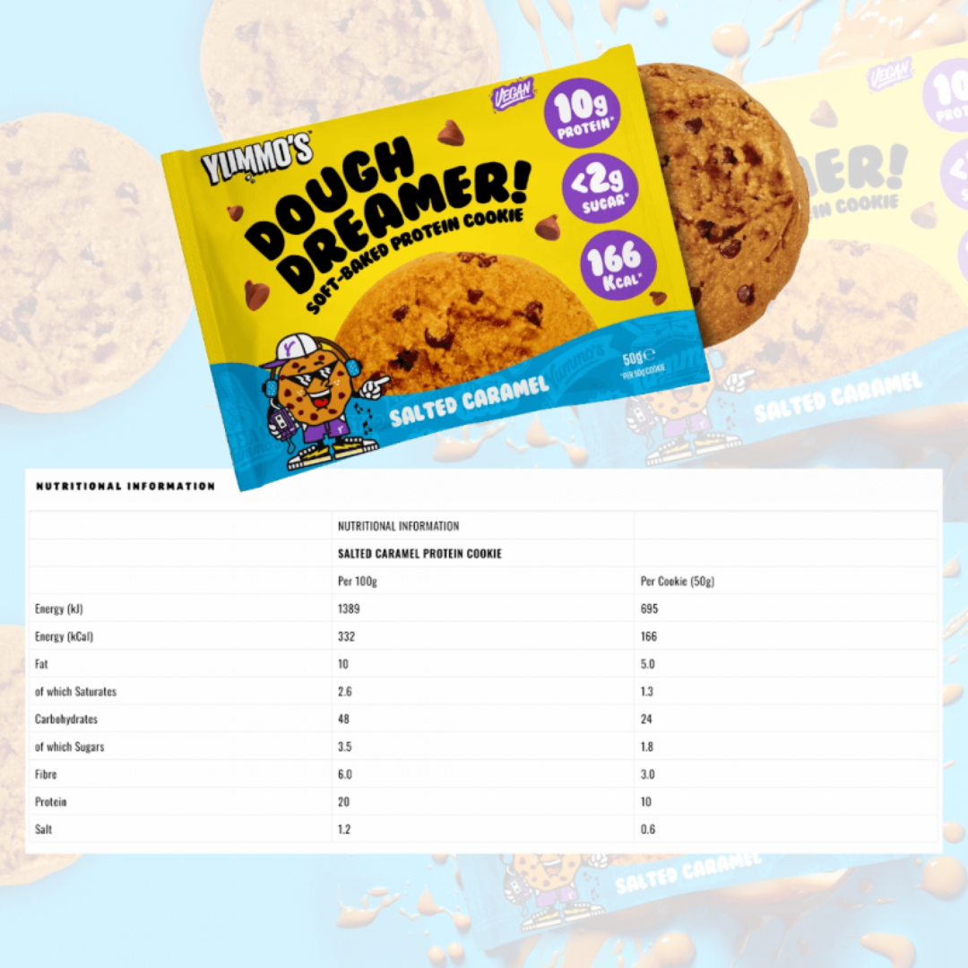 Yummos Dough Dreamer! Vegan Protein Cookie 12x50g Salted Caramel
