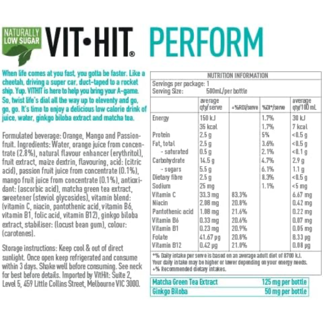 VITHIT Perform 12x500ml Mango & Passionfruit