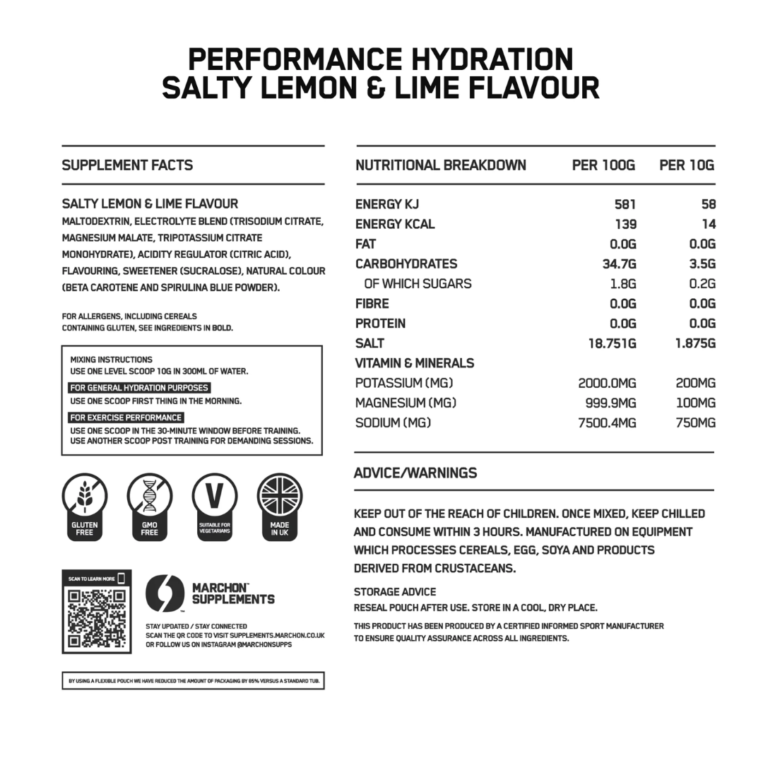 Marchon Supplement Performance Hydration 300g - Salty Lemon & Lime