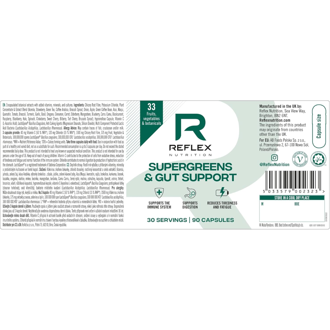 Reflex Nutrition Supergreens & Gut Support 90 Veg Caps