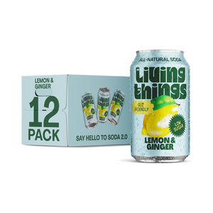 Living Things Prebiotic Soda 12x330ml - Lemon & Ginger Soda
