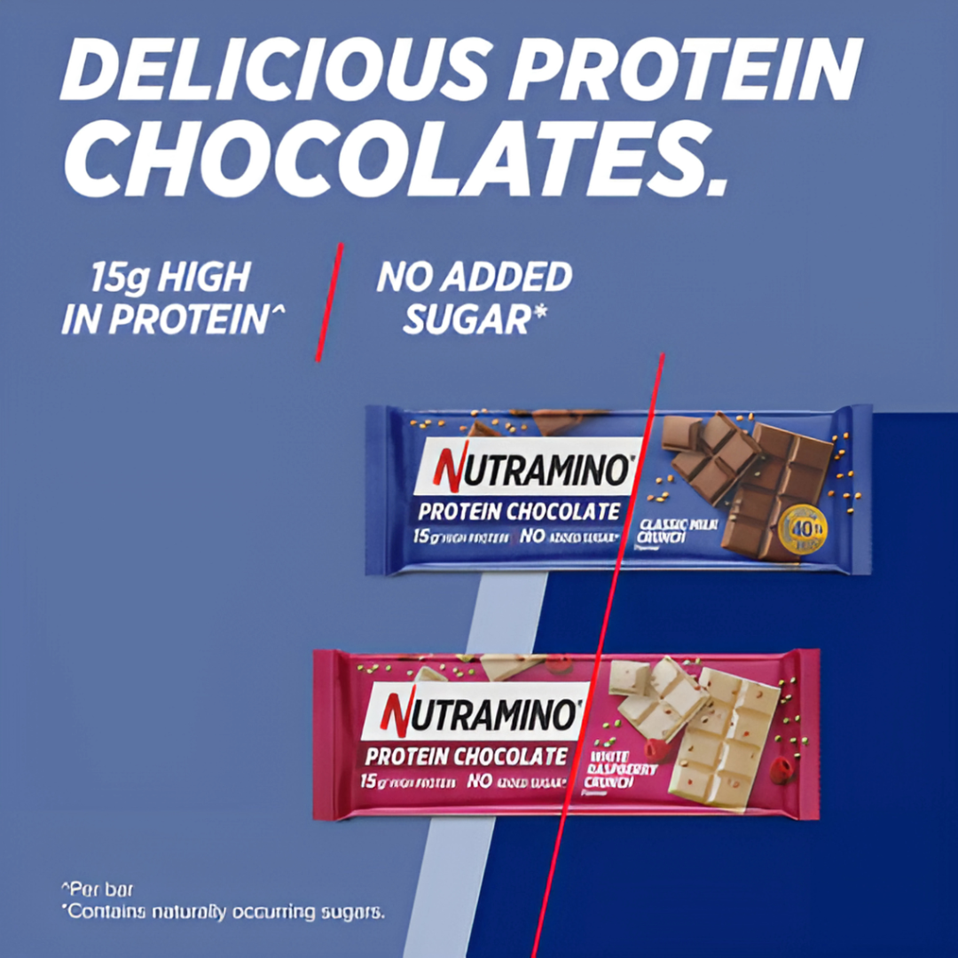 Nutramino Protein Chocolate Bar 16x50g - White Chocolate Raspberry