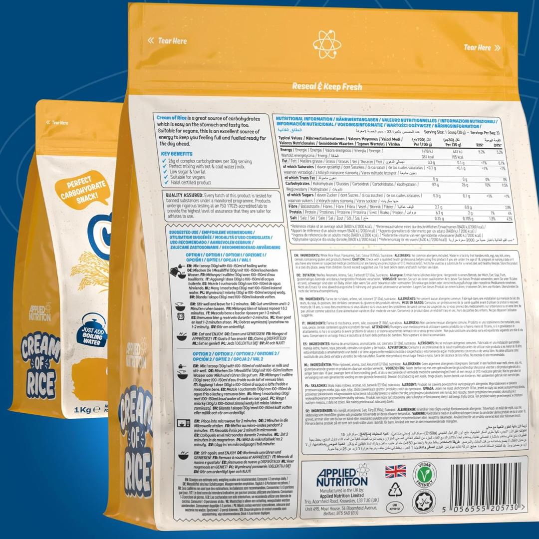 Applied Nutrition Cream Of Rice 1kg - Raspberry Ripple