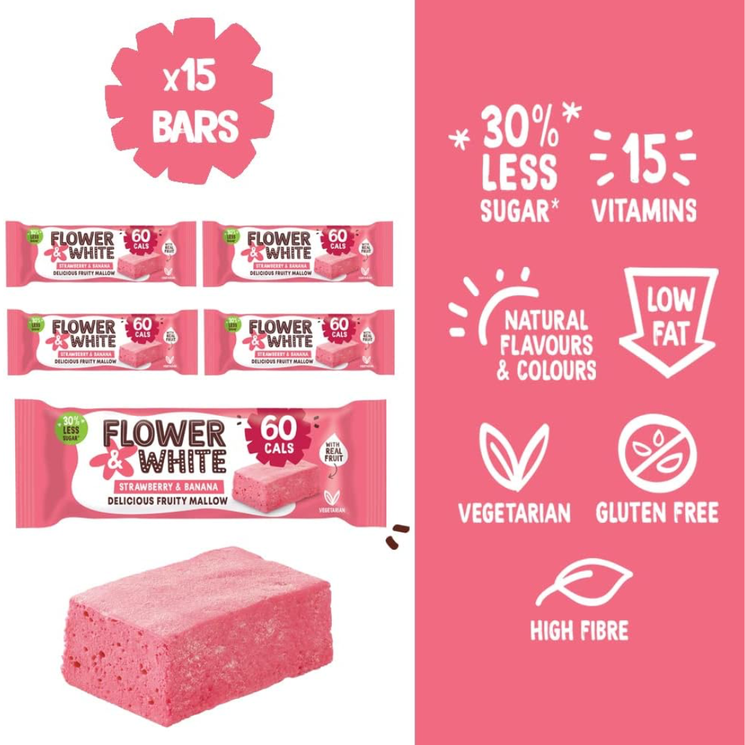 Flower & White Fruity Mallow 15x35g - Strawberry and Banana