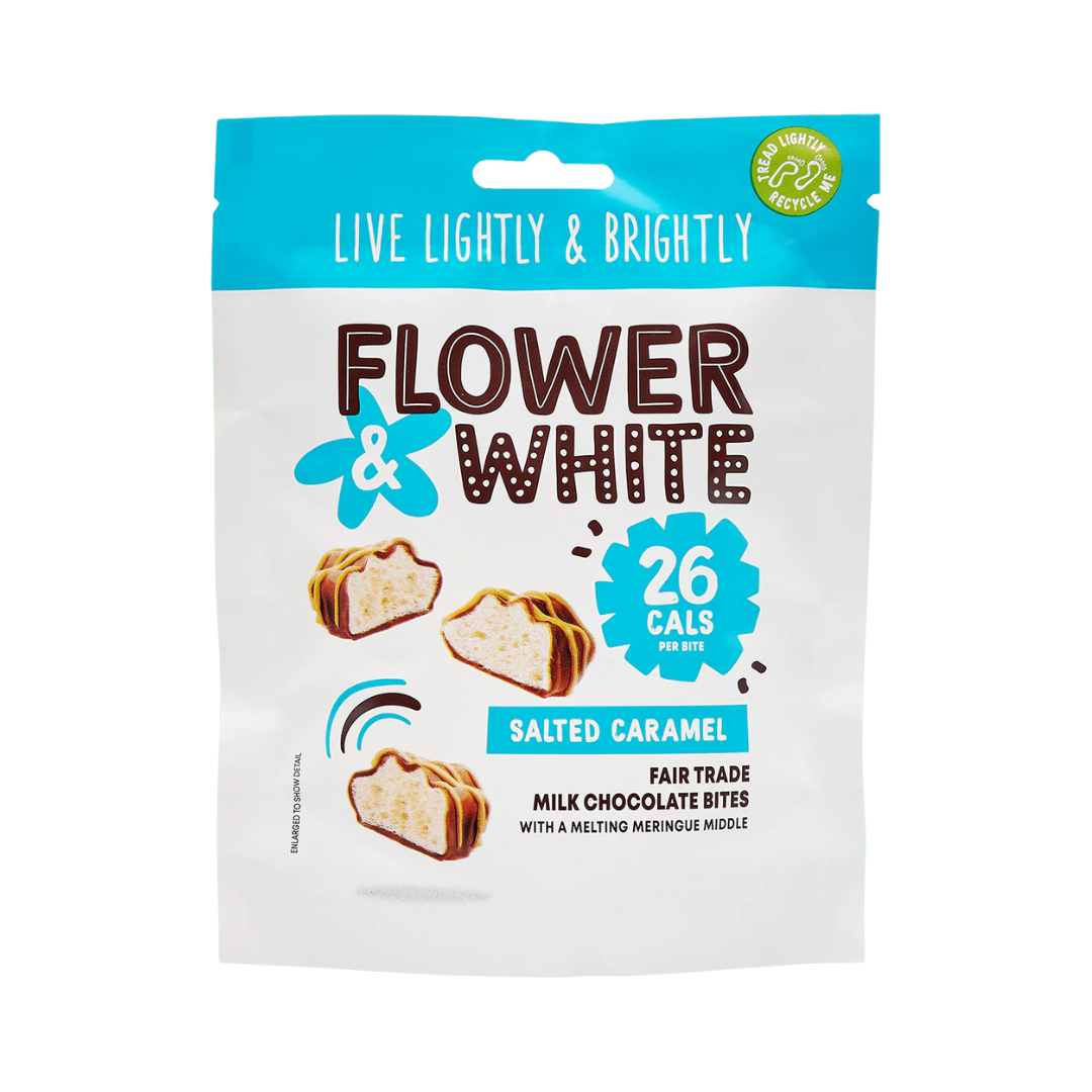 Flower & White Meringue Bites 75g - Salted Caramel