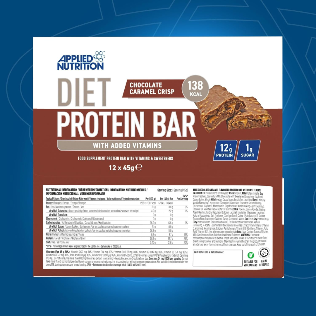 Applied Nutrition Diet Protein Bar 12x45g - Chocolate Salted Caramel