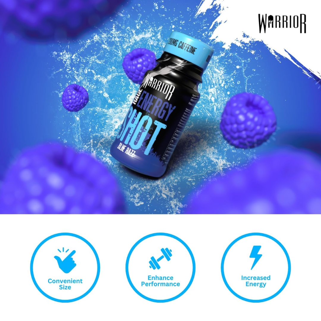 Warrior RAGE Energy Shots 12x60ml - Blue Raspberry
