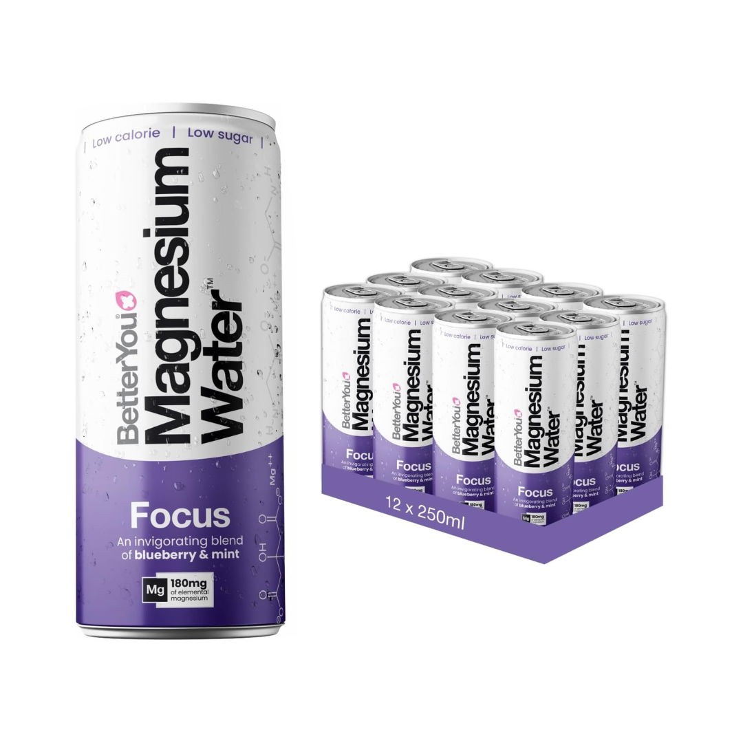 BetterYou Magnesium Water 12x250ml - Blueberry & Mint - Focus