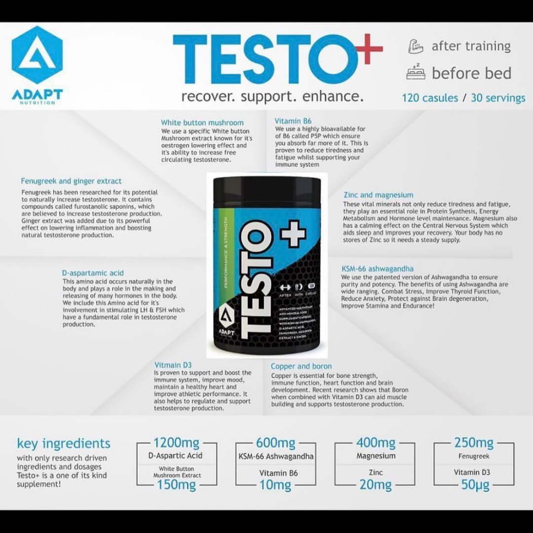 Adapt Nutrition Testo+ Capsules 120 Capsules