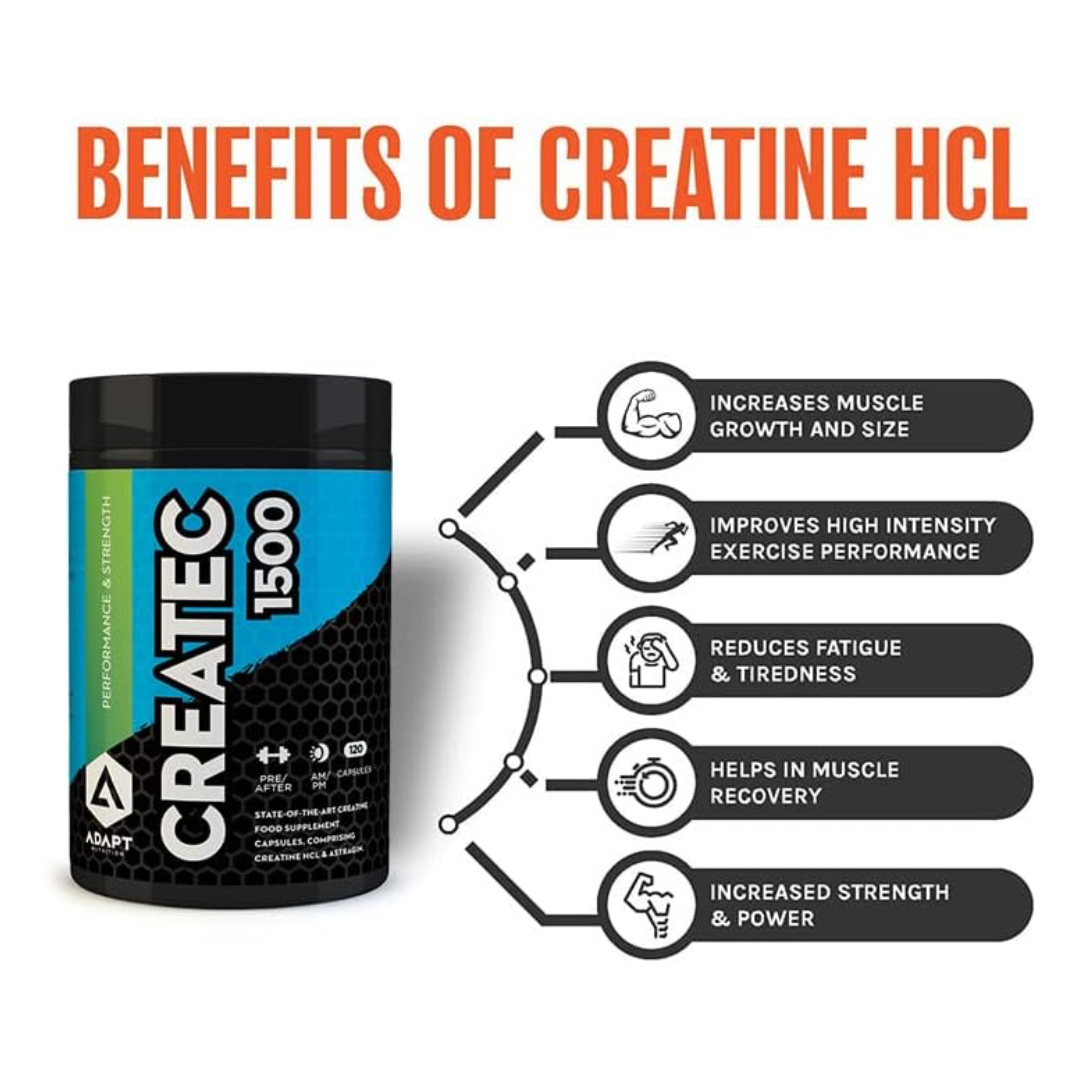 Adapt Nutrition Createc 1500 Creatine HCL Capsules 120 Capsules