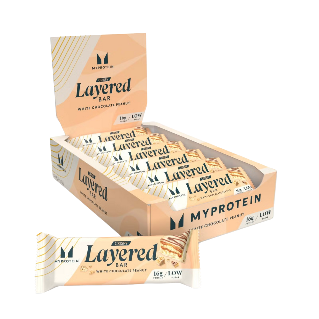 MyProtein Crispy Layered Protein Bar 12x58g - White Chocolate Peanut