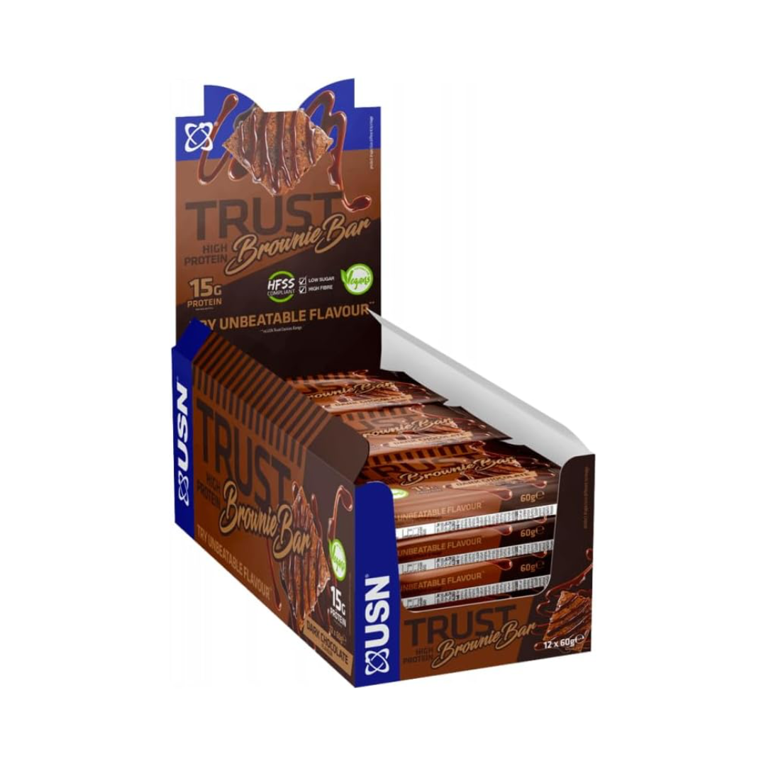 USN Trust Vegan Brownie 12x60g - Dark Chocolate