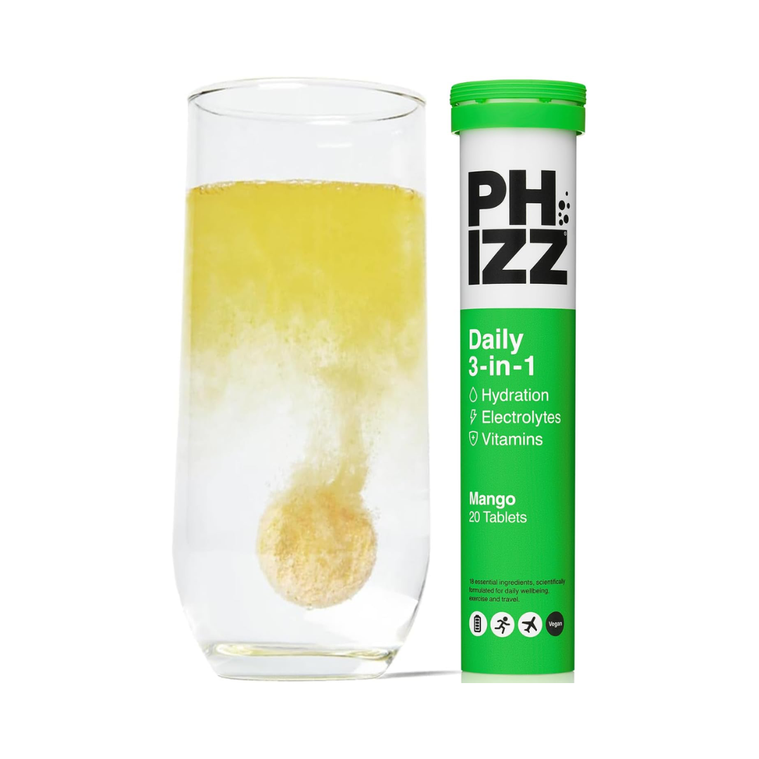 Phizz 3-in-1 Multivitamin & Rehydration Electrolyte Effervescent 12x20 240 Tabs - Mango
