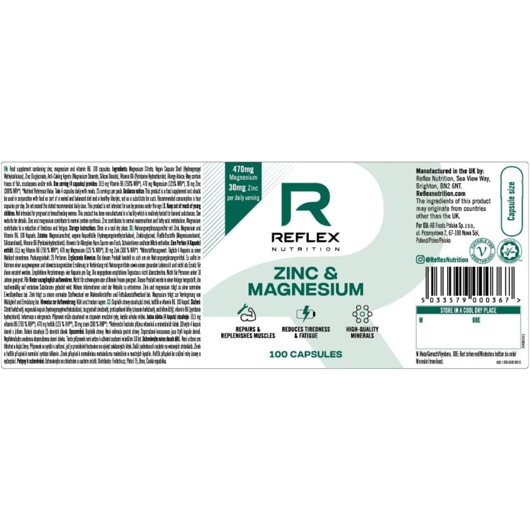Reflex Nutrition Zinc & Magnesium 100 Caps