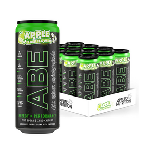 Applied Nutrition ABE All Black Everything Carbonated Can 12x330ml - Apple & Elderflower