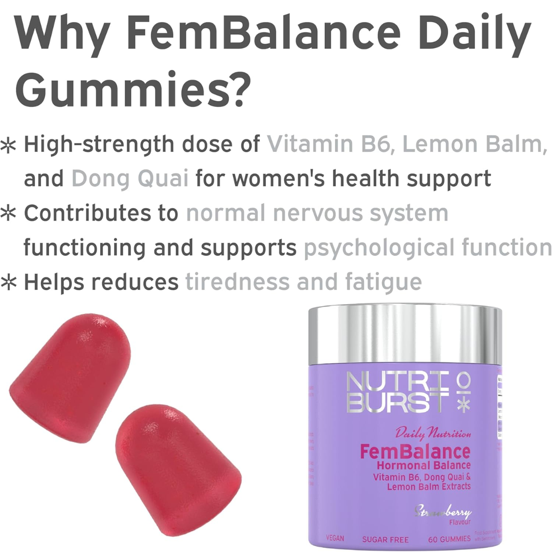 Nutriburst Fembalance 60 Gummies Strawberry