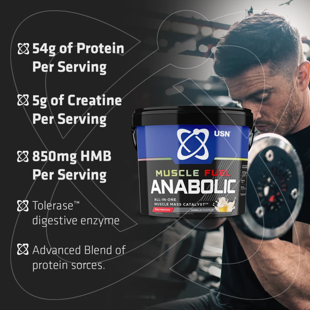 USN Muscle Fuel Anabolic Variety Pack 4kg - Peanut Caramel-Choc-Strawb-Banana