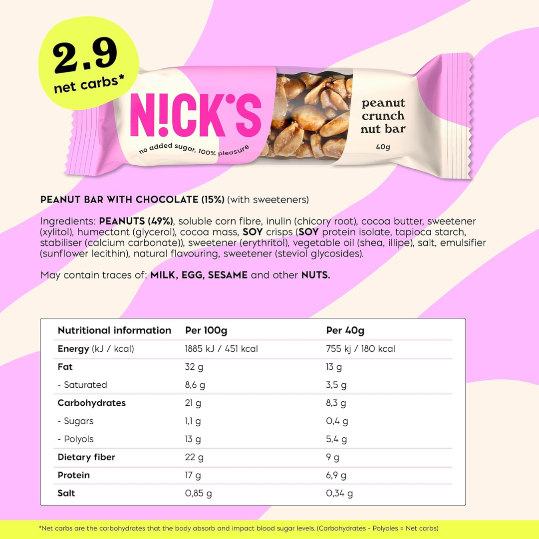 NICK'S Nut Bar 12x40g Peanut Crunch