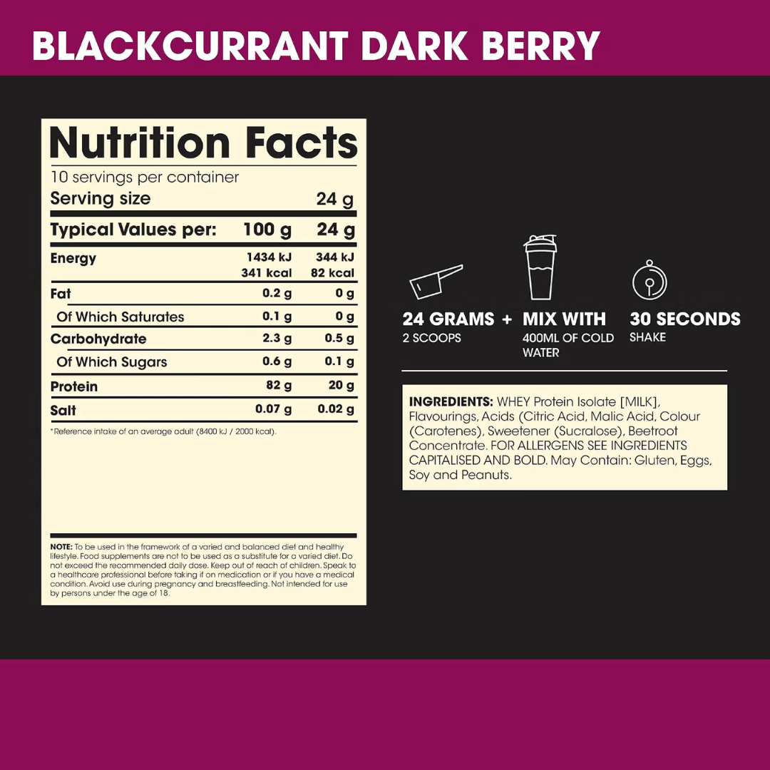 Optimum Nutrition Clear Whey Protein 240g Blackcurrant Dark Berry