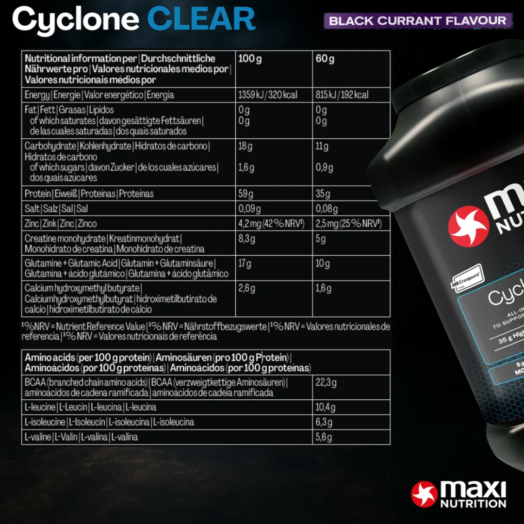 MaxiNutrition Cyclone Clear Powder 1.26kg Blackcurrant