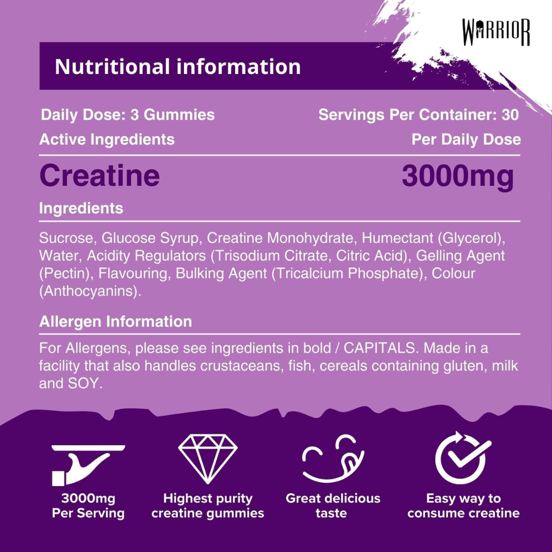 Warrior Creatine Gummies 90 Tabs Grape