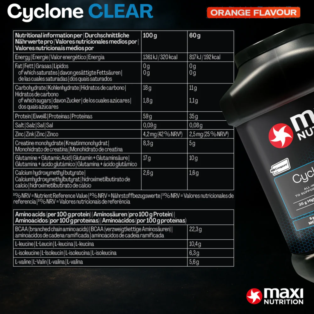 MaxiNutrition Cyclone Clear Powder 1.26kg Orange