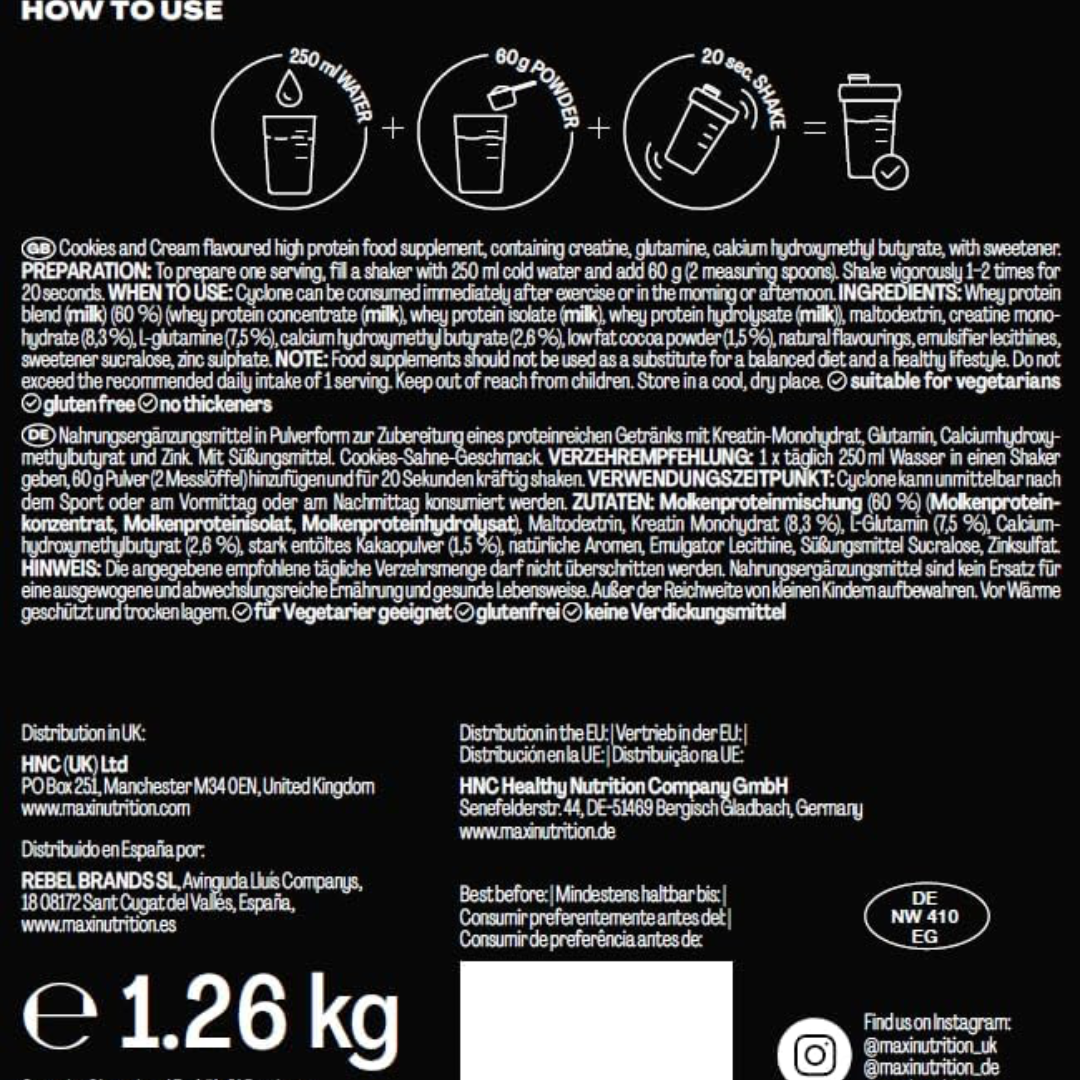 MaxiNutrition Cyclone Powder 1260g - Chocolate