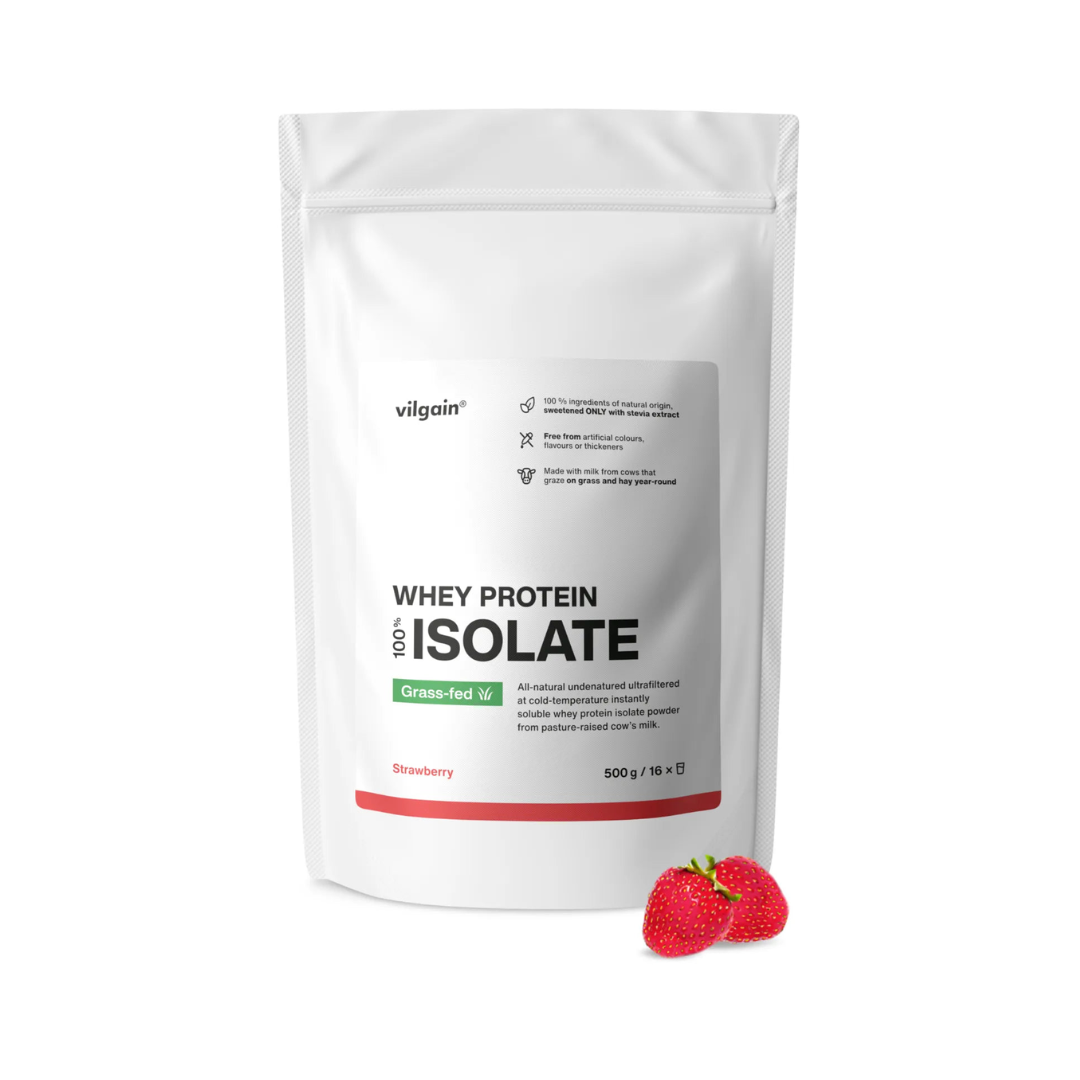 Vilgain Grass-fed Whey Protein Isolate 500g Strawberry