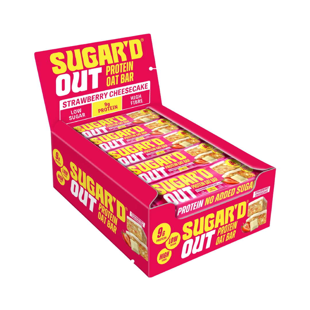 Sugar'd Out Protein + Fibre Oat Bar 15x62g Strawberry Cheesecake