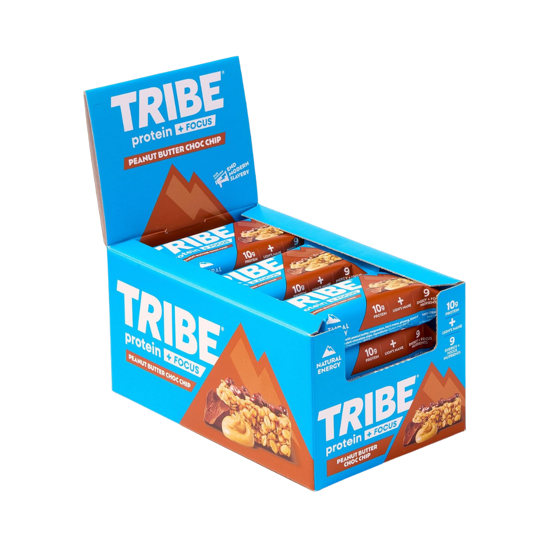 Tribe Protein + Focus Flapjack 12x60g Peanut Butter Choc Chip