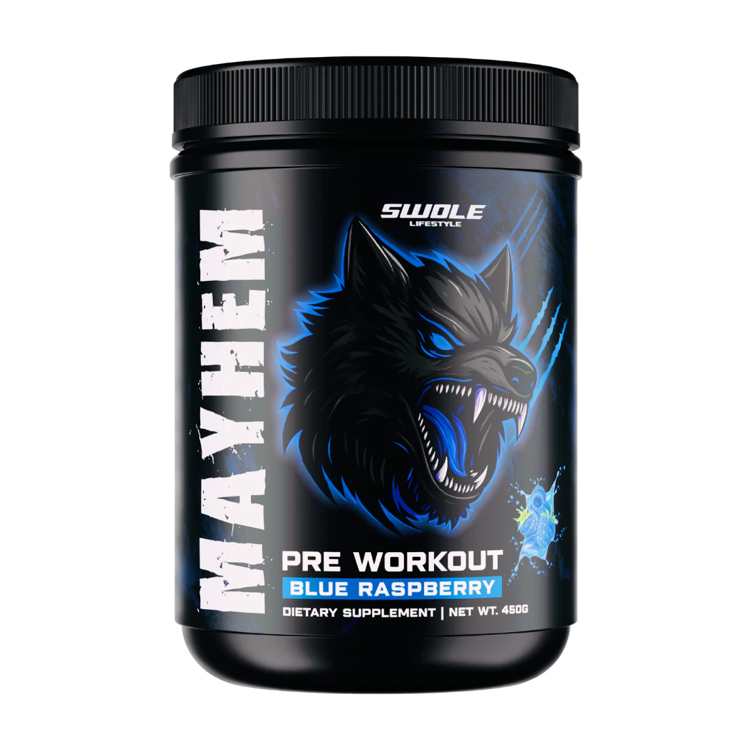SWOLE Lifestyle MAYHEM Pre Workout 450g Blue Raspberry