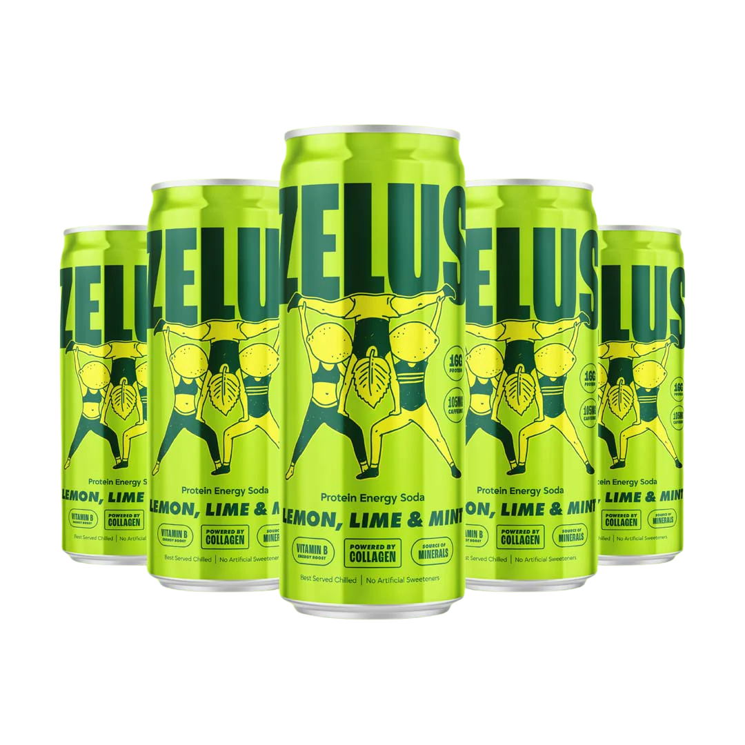 ZELUS Protein Energy Soda 12x330ml Lemon, Lime & Mint