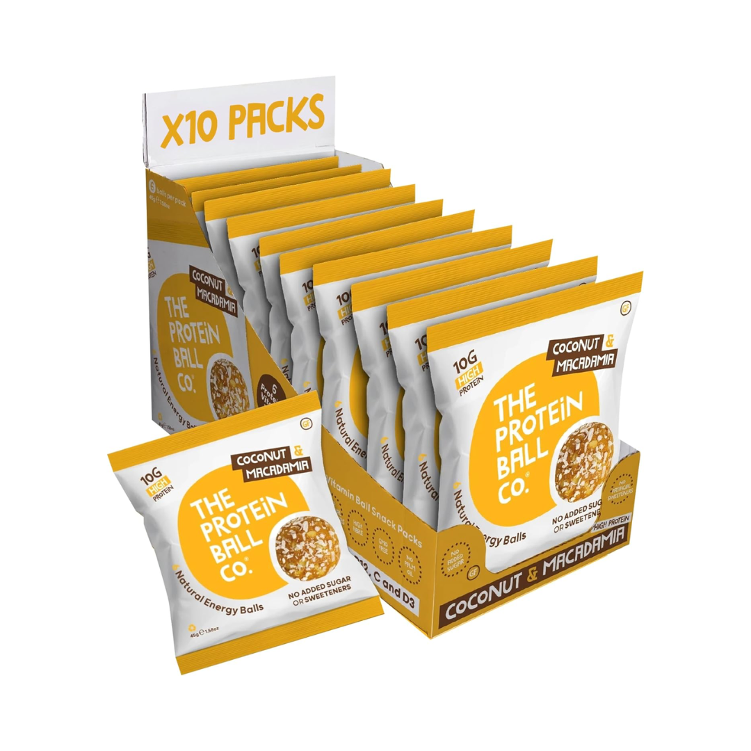 The Protein Ball Co Whey Protein Balls 10x45g Coconut & Macadamia