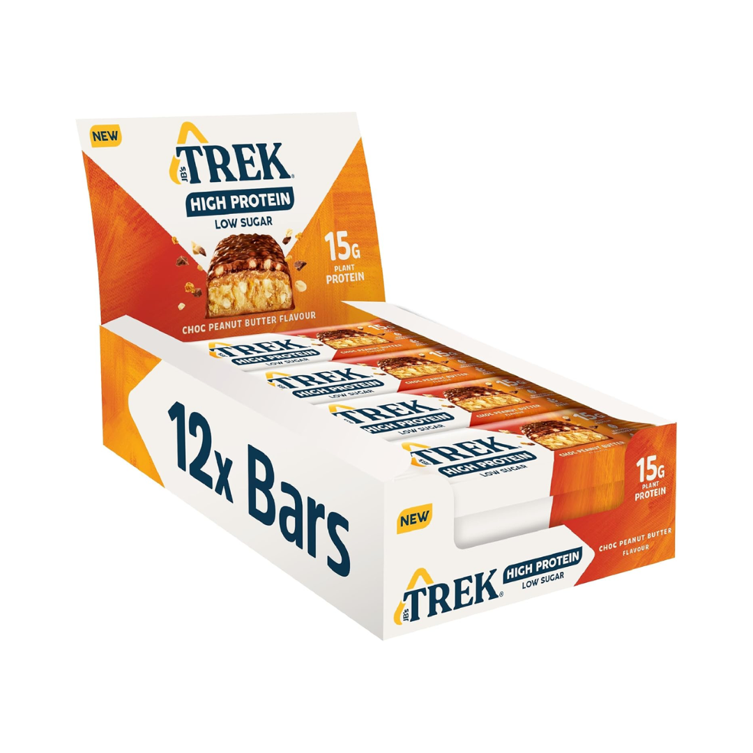 Trek High Protein Low Sugar 12x55g Choc Peanut