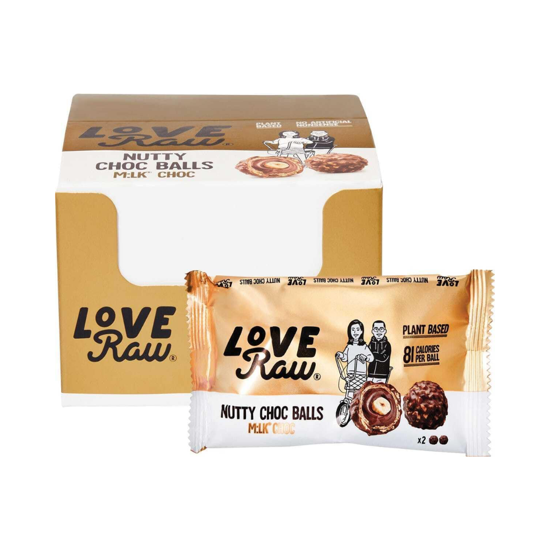 LoveRaw Nutty Choc Balls - Milk Choc 9x28g Milk Choc