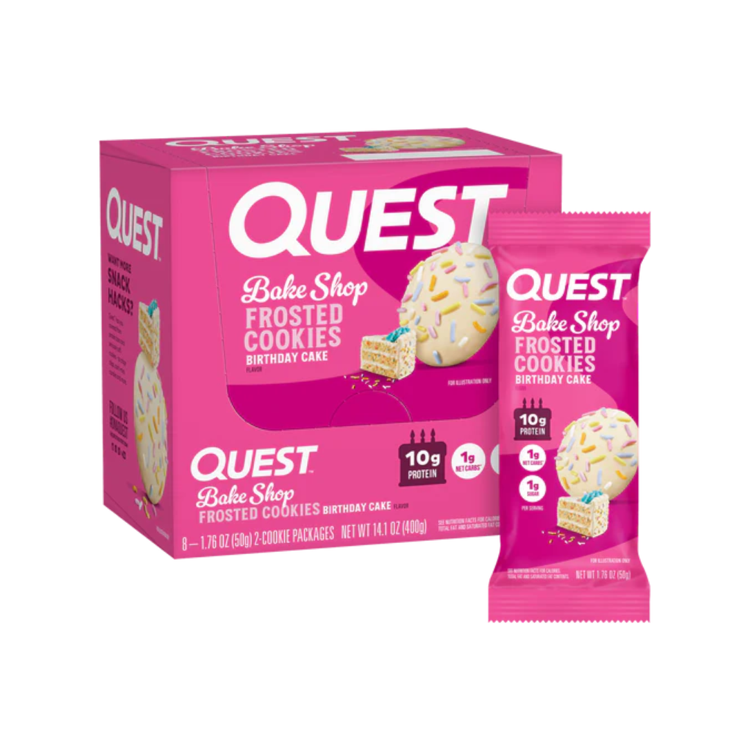 Quest Nutrition Bakeshop Frosted Cookie 8x50g (2 Cookie Packs) Birthday Cake