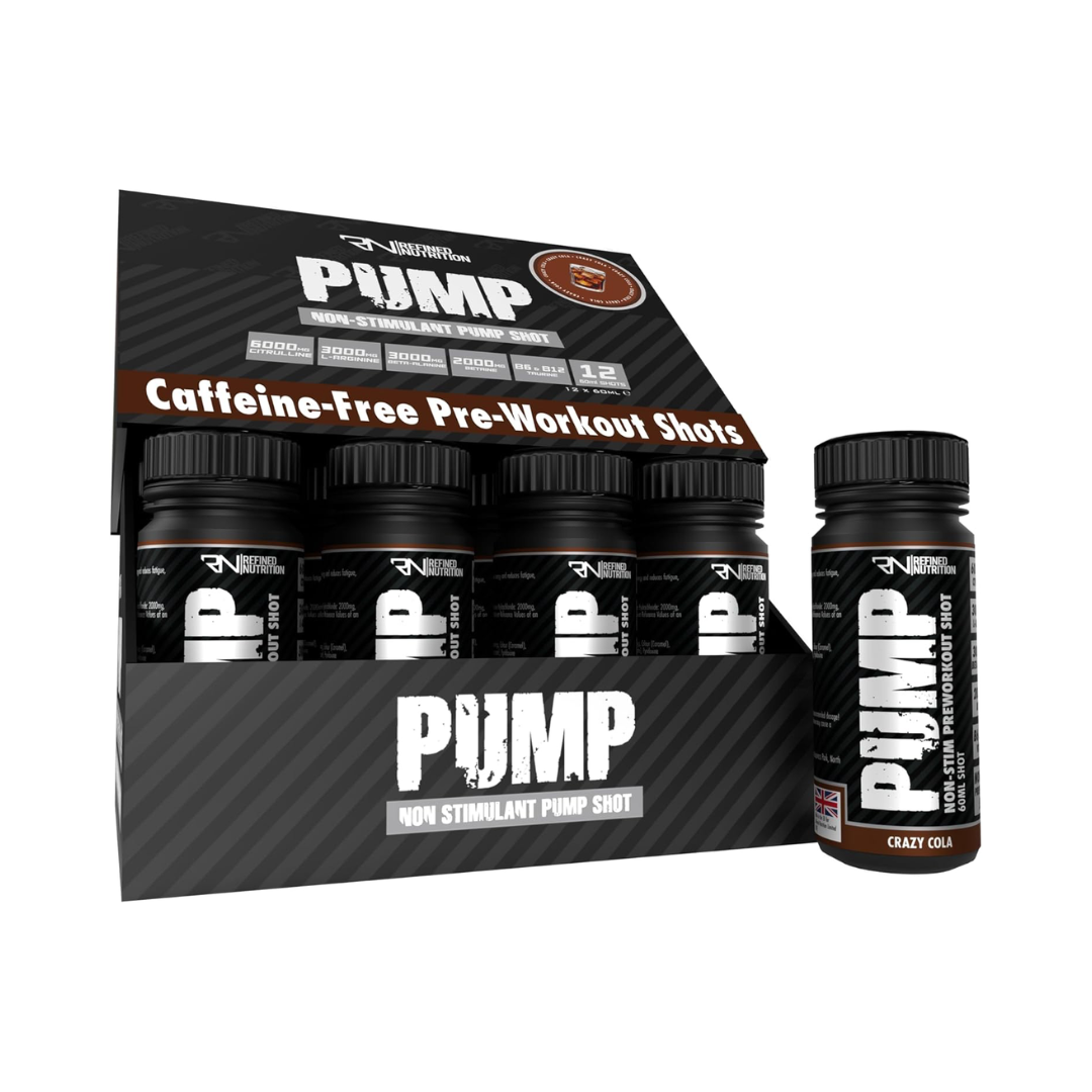 Refined Nutrition PUMP Non-Stim Pre-workout Shots 12x60ml Crazy Cola