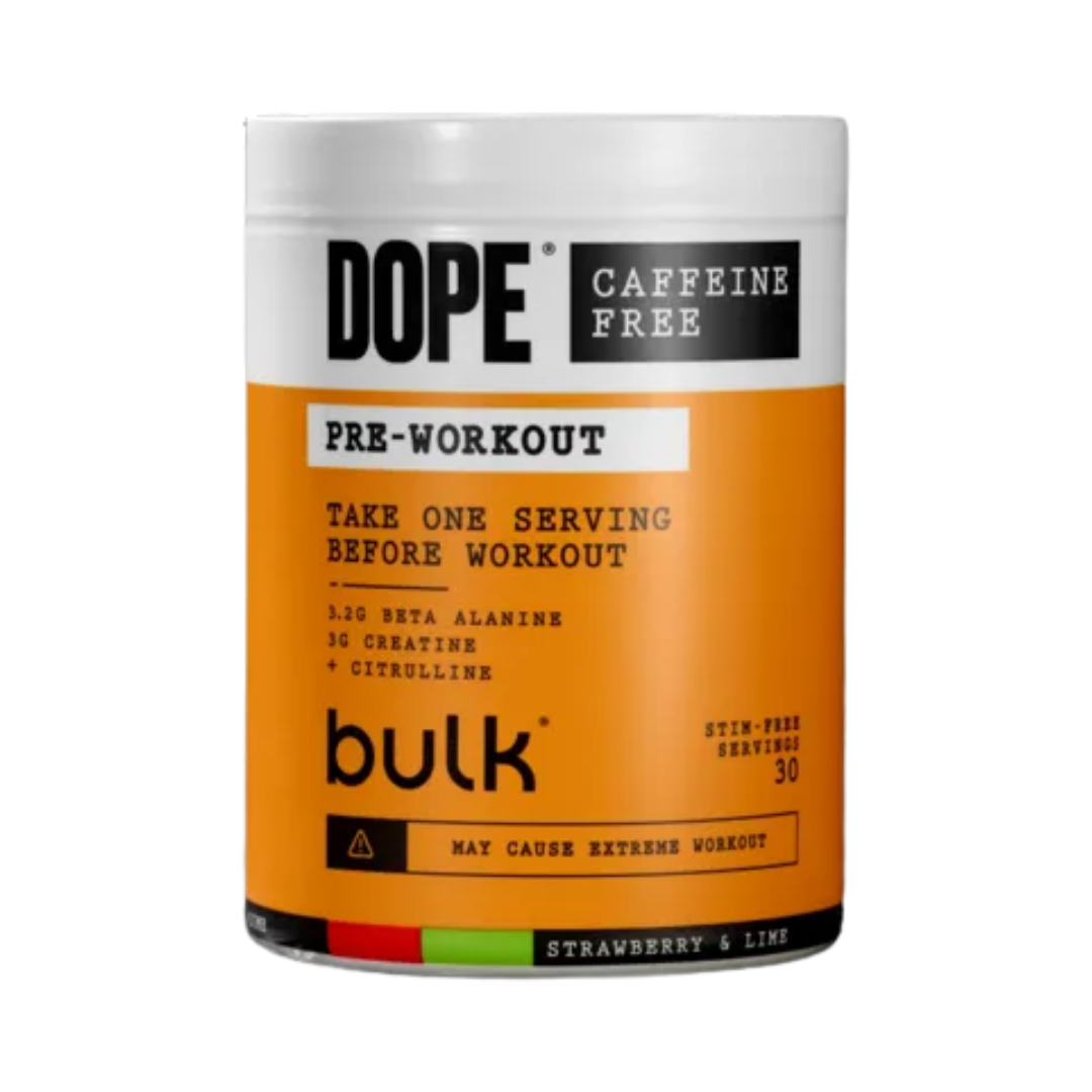 Bulk Dope Pre Workout Caffeine Free 510g Strawberry & Lime