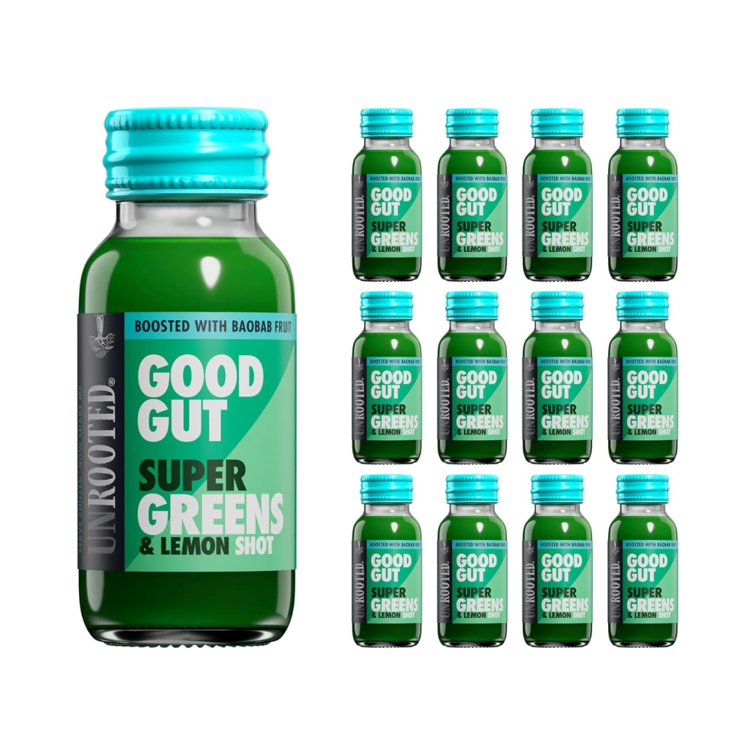 UNROOTED Drinks Health Shot 12x60ml Good Gut - Super Greens & Lemon