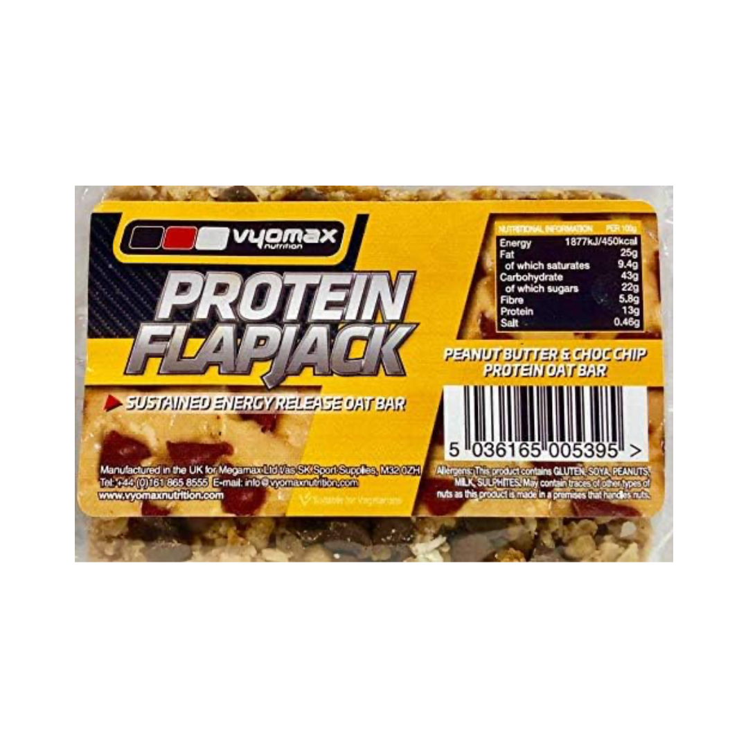 Vyomax Nutrition Protein Flapjacks 12x100g Peanut Butter & Choc Chip